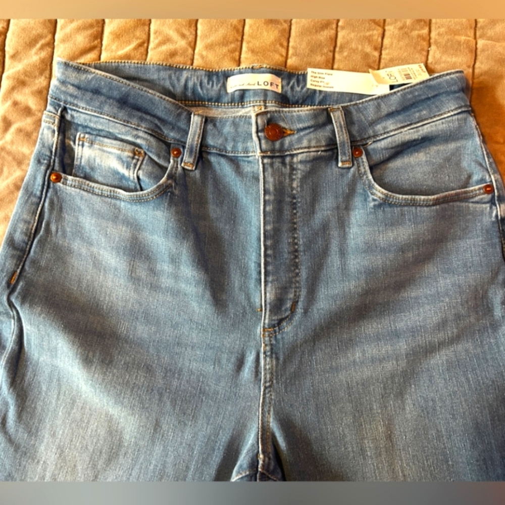 LOFT Blue Straight Leg Jeans Mid-Rise Classic - Picture 1 of 5